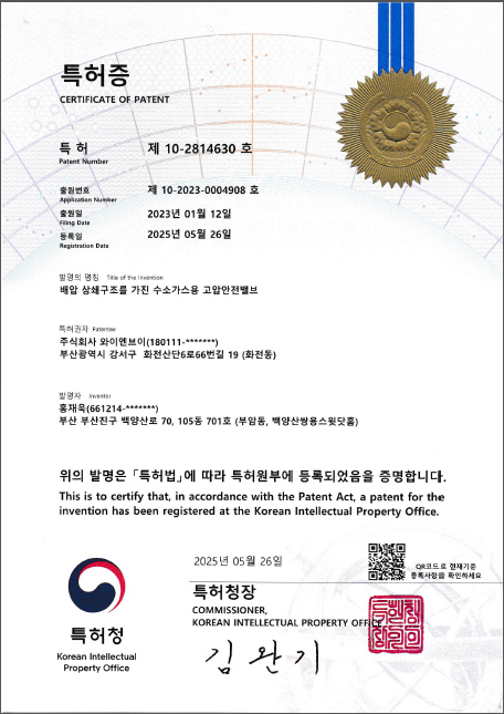 배압 상쇄구조를 가진 수소가스용 고압안전밸브